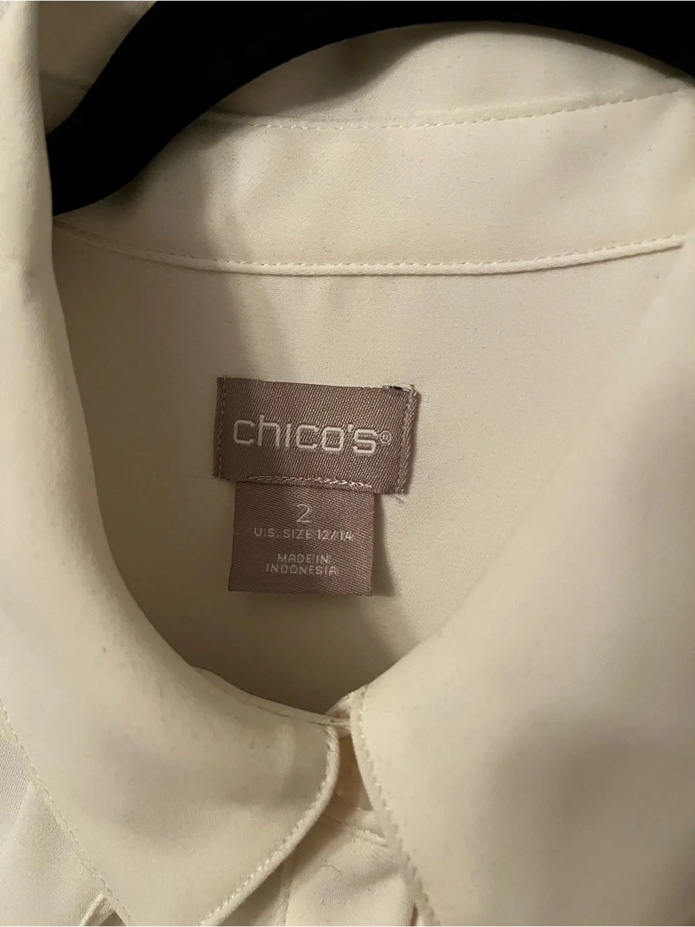 Chico's Cream Ruffle Front Button-Down Blouse - Picture 2 of 4